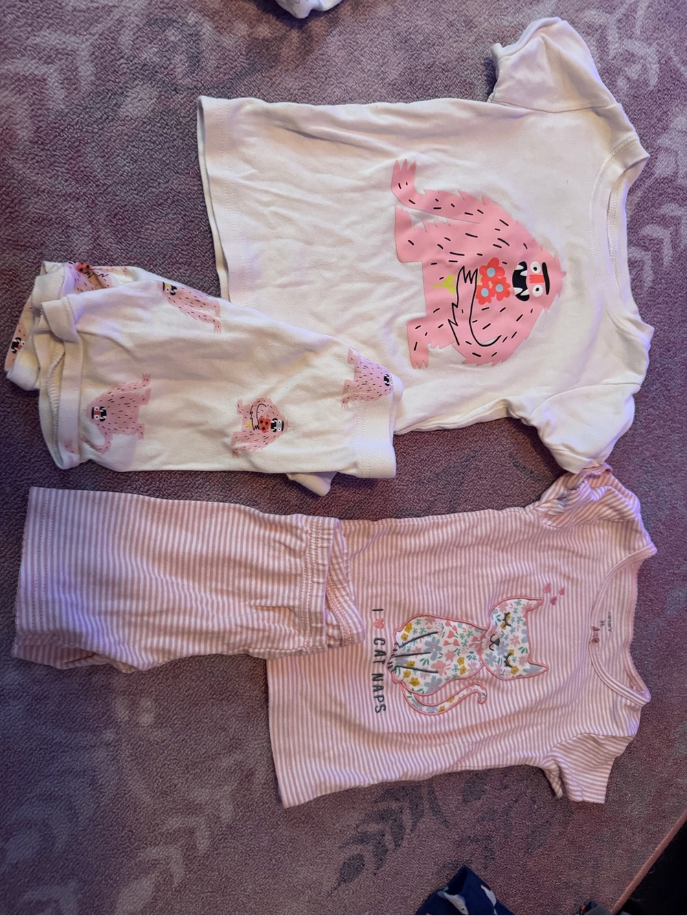 Old Navy & carters Pink Pajama Set shorts and short sleeves size 3